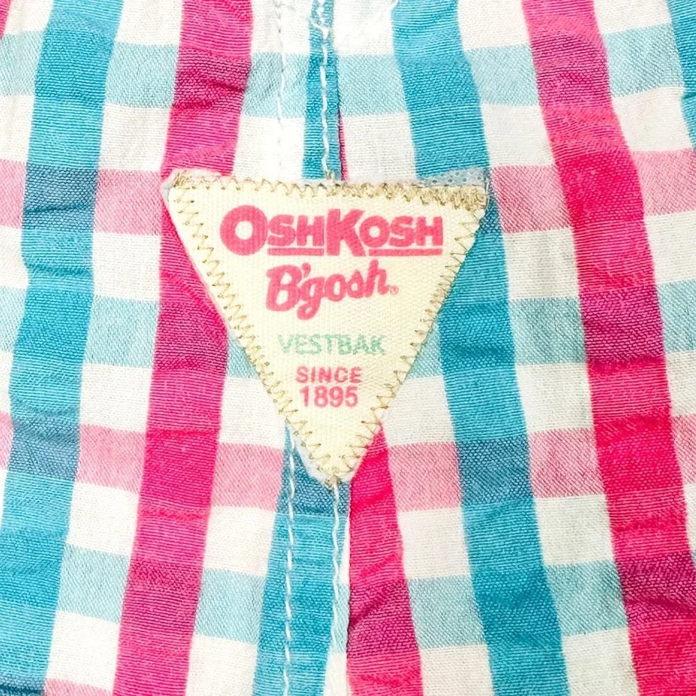 OshKosh B'Gosh Pink & Blue Check Bubble Romper 24M - NWT